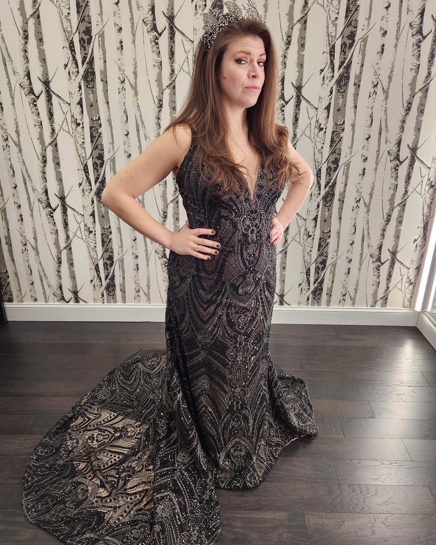 white christmas dresses Gold Beaded Black Wedding Dresses with Detachable Overskirt 67573 –  Viniodress main image 0